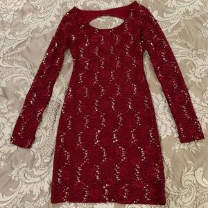 Red long sleeve homecoming dress
